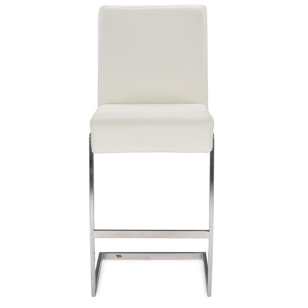 Toulan White Faux Leather Upholstered 2-Piece Counter Stool Set | The Home Depot