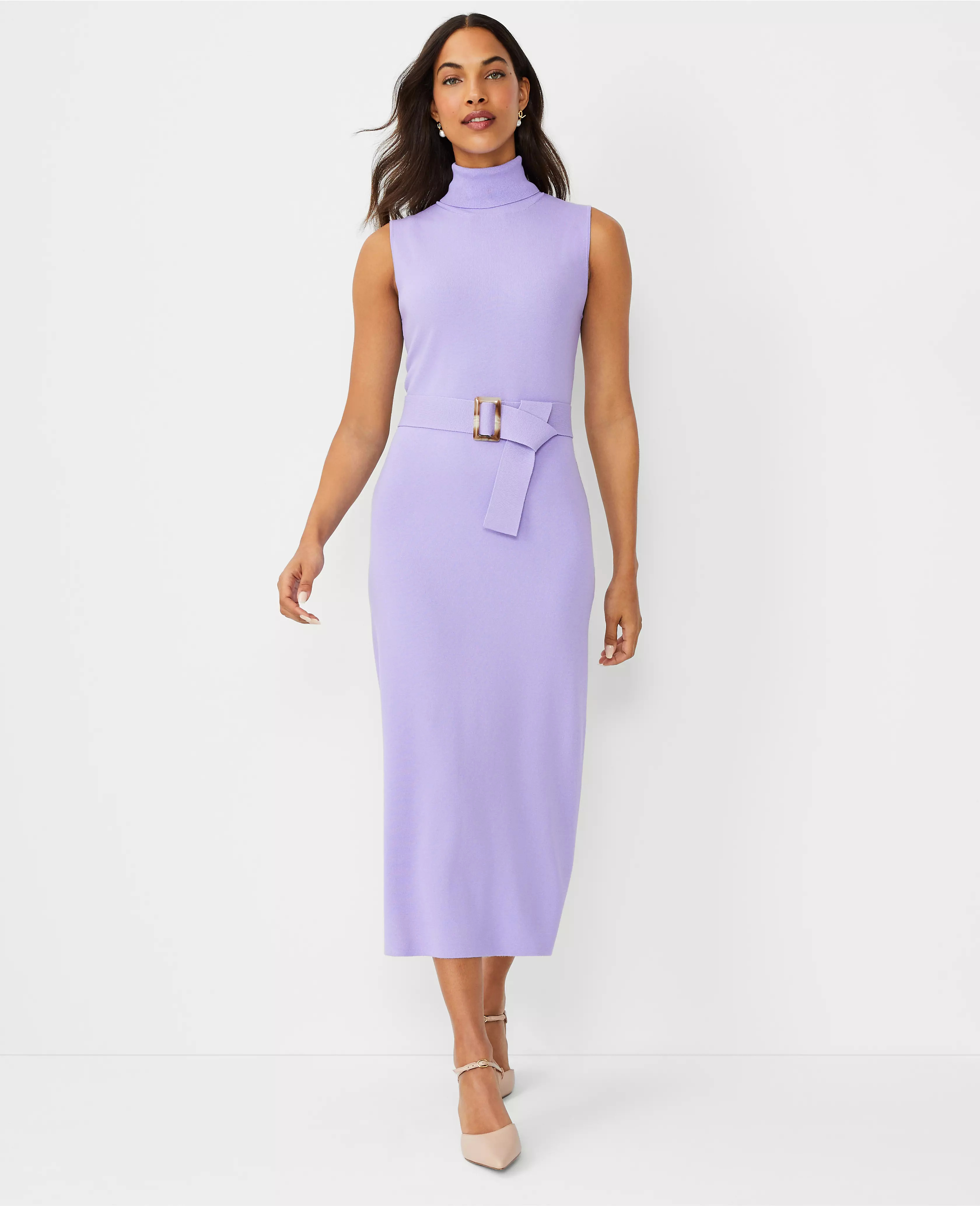 Belted Turtleneck Sweater Sheath Dress | Ann Taylor (US)