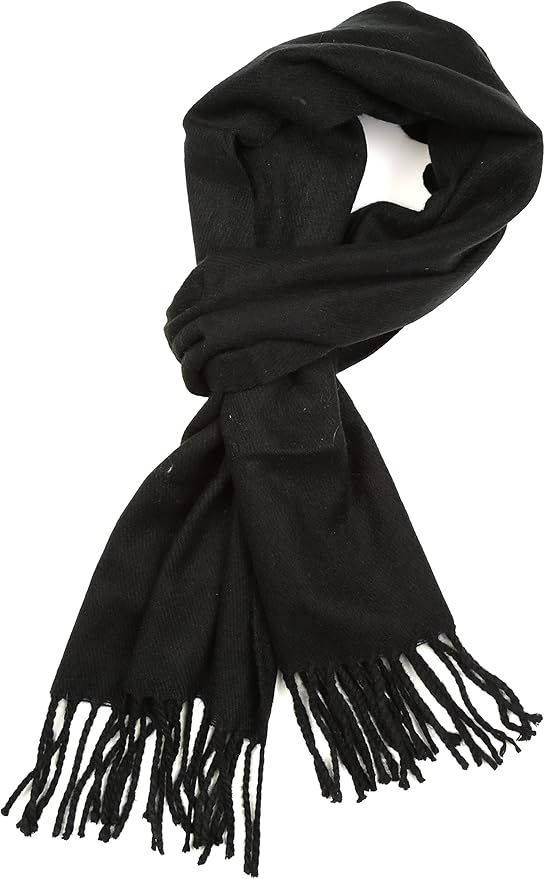 Sakkas Booker Cashmere Feel Solid Colored Unisex Winter Scarf With Fringe | Amazon (US)