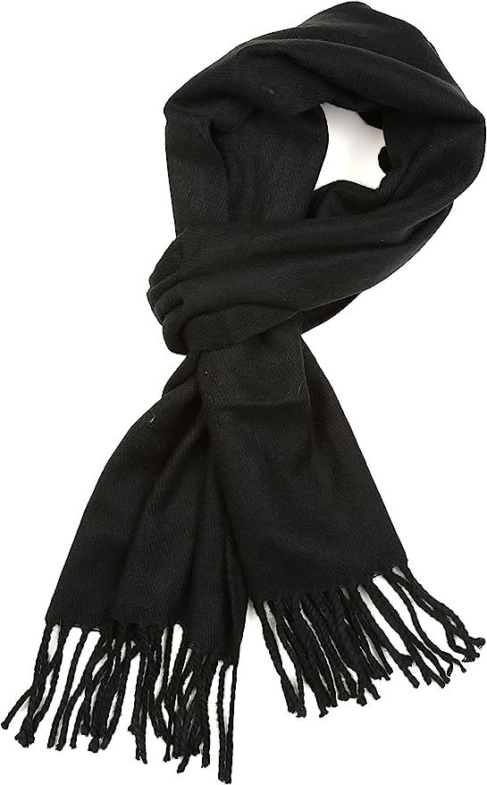 Sakkas Booker Cashmere Feel Solid Colored Unisex Winter Scarf With Fringe | Amazon (US)