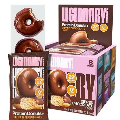 Legendary Foods 22gr Protein Donuts - Dipped Chocolate 8x (2 Donuts per Pack), High Protein, Zero Sugar, Gluten Free, Low Carb, Keto Friendly Snack, Healthy Donut for GLP-1, Diabetic, Bariatric Diets | Amazon (US)