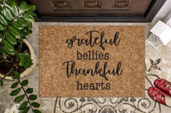 grateful bellies thankful hearts - welcome mat - outdoor mat - farmhouse decor -rustic decor - door  | Etsy (CAD)