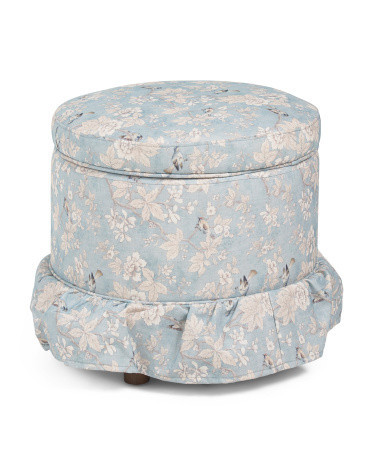 19X17 Darcy Ruffle Skirt Storage Ottoman, Polyester | TJ Maxx