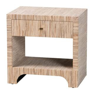 Julia Natural Grasscloth 1-Drawer Nightstand | The Home Depot
