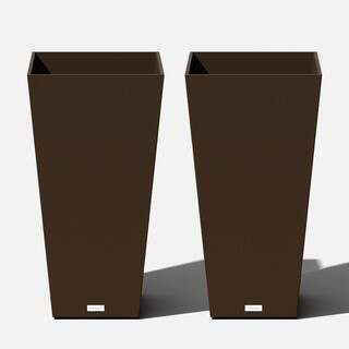 Veradek Midland 30 in. Espresso Plastic Tall Square Planter (2-Pack) MV32E-2PK - The Home Depot | The Home Depot