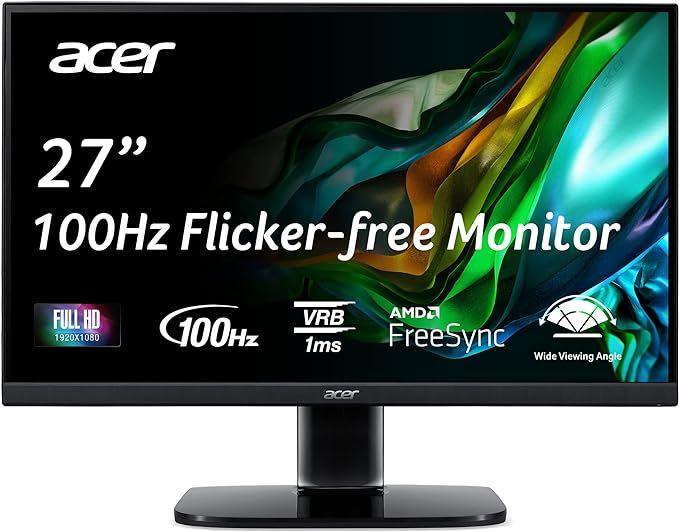 Acer KB272 EBI 27" IPS Full HD (1920 x 1080) Zero-Frame Gaming Office Monitor | AMD FreeSync Tech... | Amazon (US)