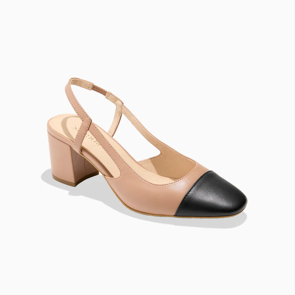 Summer Cap Toe Sling Back Heel - Café Au Lait / Black | Jack Rogers