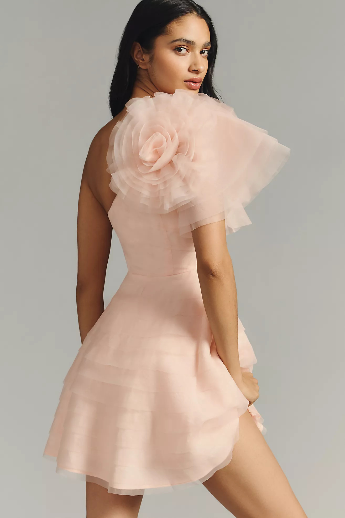 Maeve Textured Flower One-Shoulder Dress | Anthropologie (US)