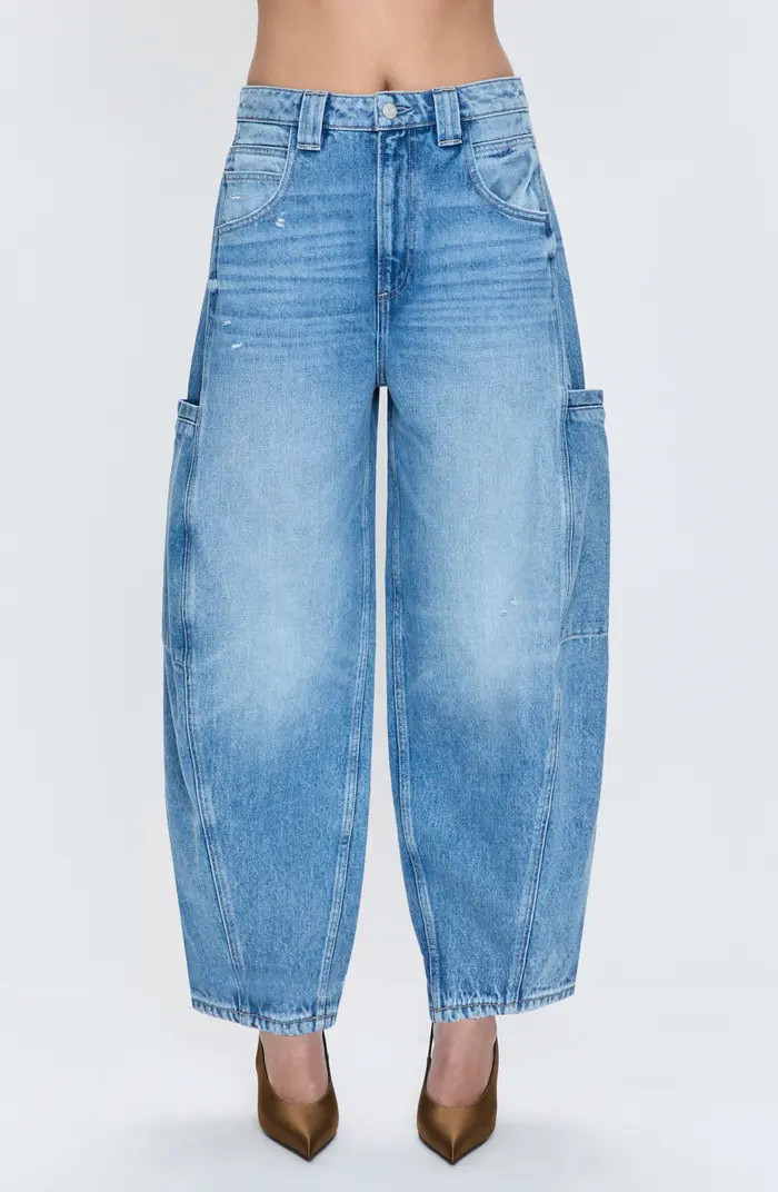 Gio High Waist Crop Barrel Leg Cargo Jeans | Nordstrom