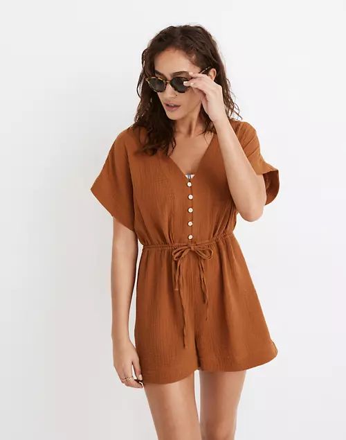 Gauze Cover-Up Drawstring Romper | Madewell