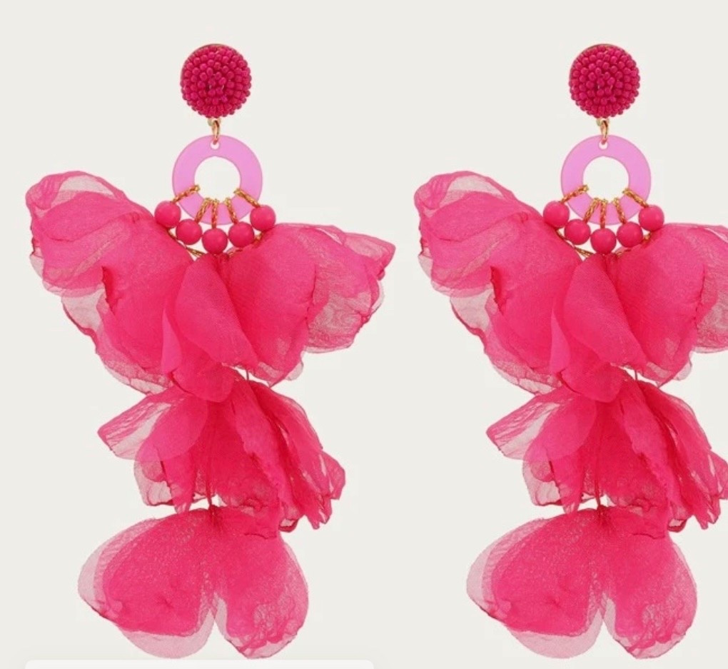 Hot pink fashionable flowy earrings 

#LTKSeasonal #LTKOver40 #LTKSpringSale