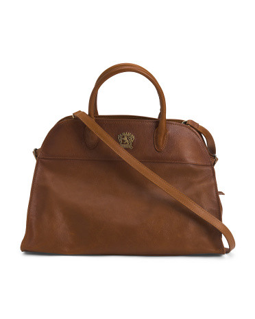 Made In Italy Leather Large Satchel With Side Buckles | TJ Maxx