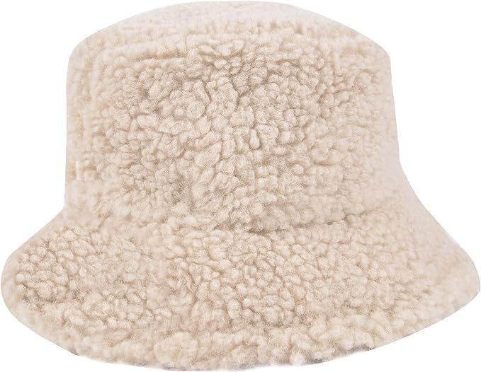 ChezAbbey Faux Fur Bucket Hat, Fuzzy Furry Winter Warm Fisherman Cap, Fluffy Teddy Sherpa Clothe ... | Amazon (US)