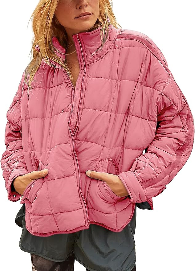 Bianstore Women's Oversized Splice Quilted Lightweight Puffer Jacket Casual Padded Coat | Amazon (US)