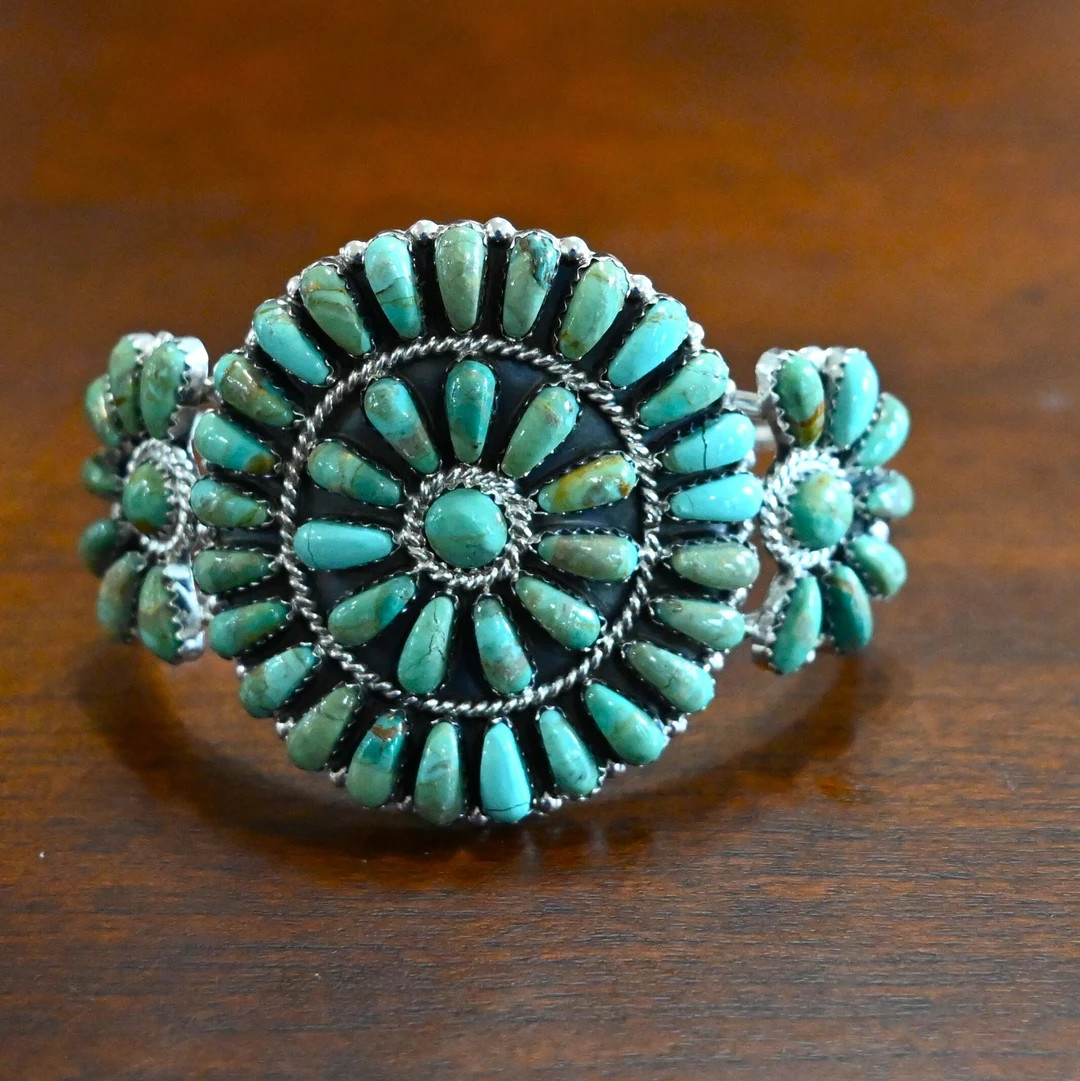 New Authentic Navajo Cuff by Davin Benally Sterling & Mojave Turquoise Cuff 32 grams 6 3/4" weara... | Etsy (US)