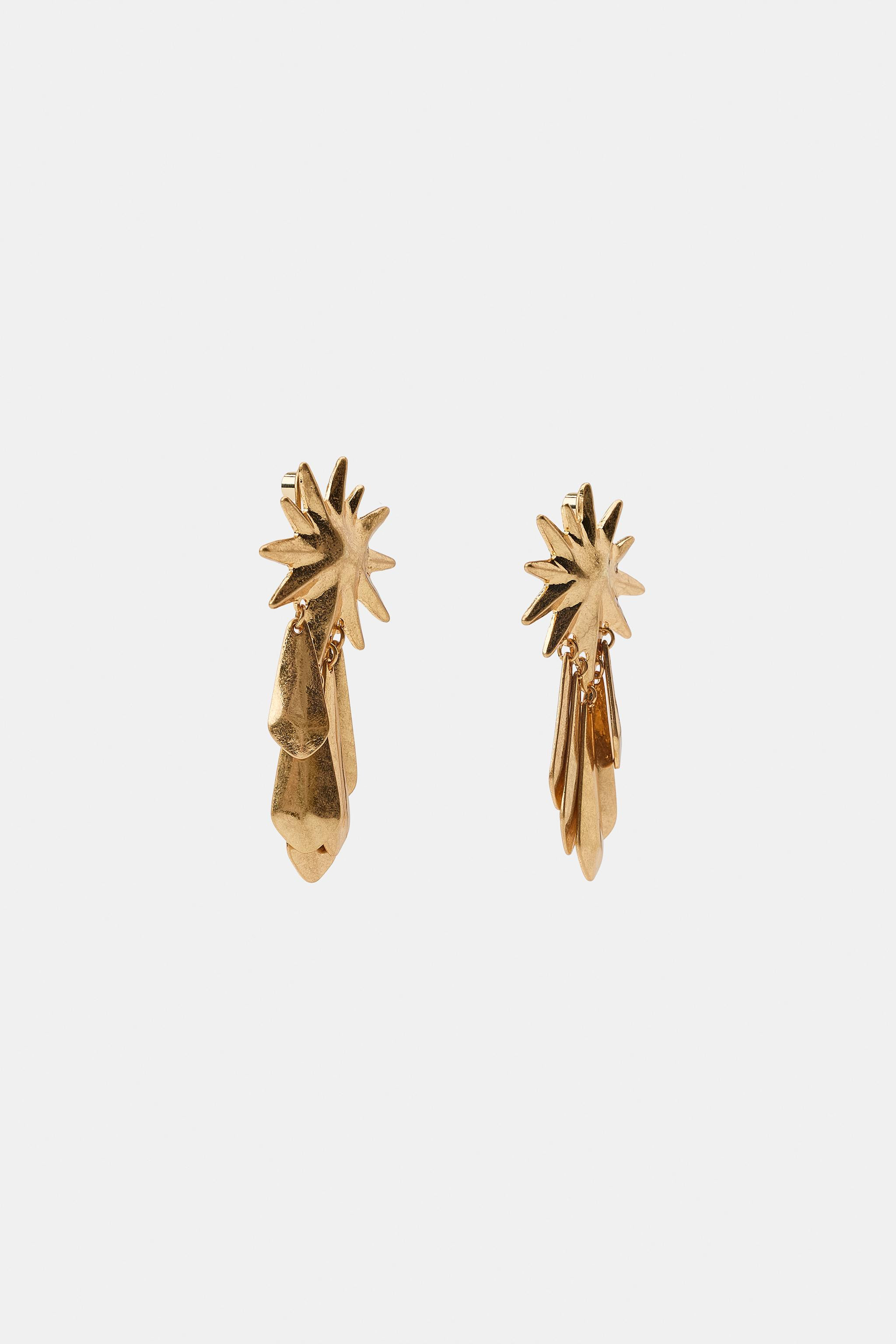 FRINGED SUN METAL EARRINGS | Zara US