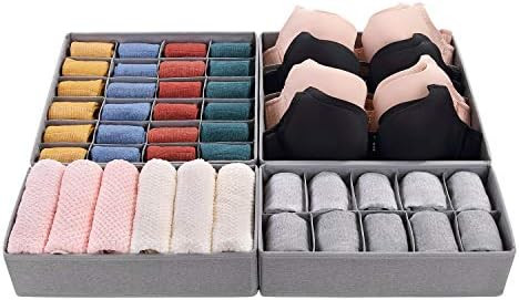 DIMJ Underwear Drawer Organizer Dividers for Dresser, Foldable Sock Bra Closet Organizers and Sto... | Amazon (US)