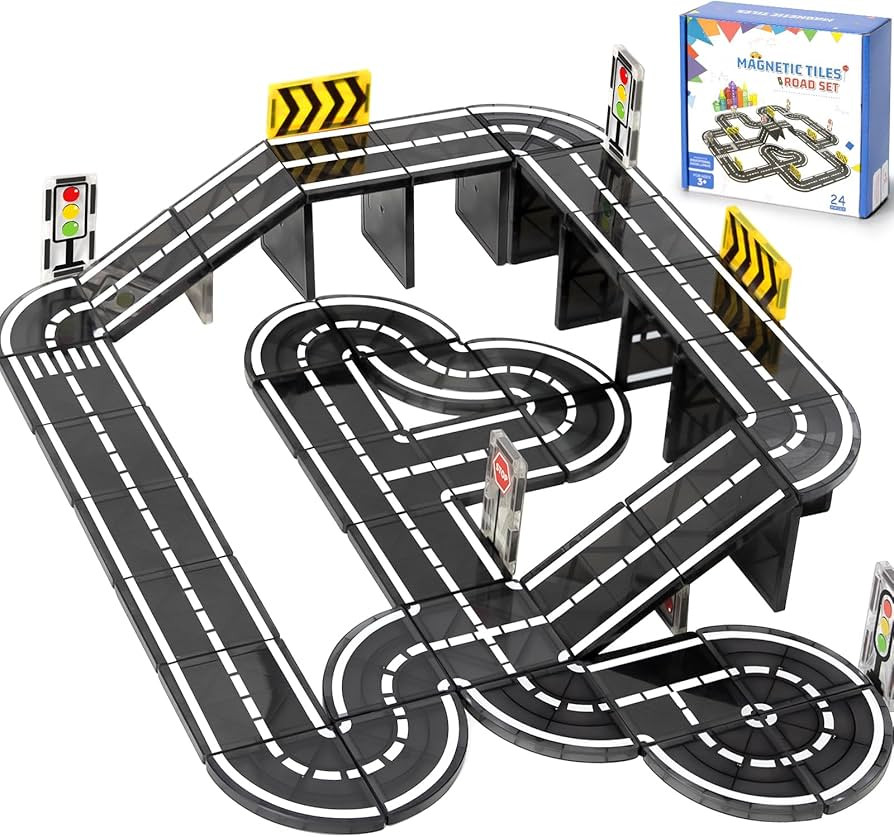 Magnetic Tiles Road Expansion Set, Preschool Learning Sensory Kids Toys, STEM Magnetic Building B... | Amazon (US)