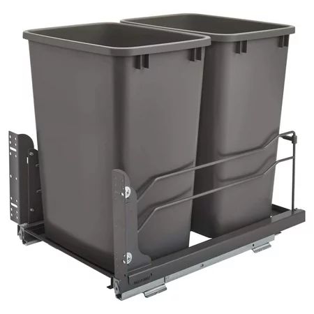 Rev-A-Shelf Double 35 Quart Pullout Soft Close Waste Container Gray | Walmart (US)