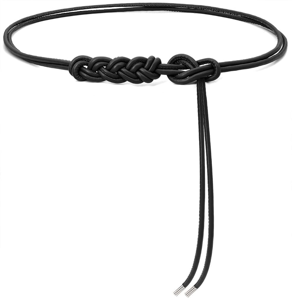 Women Knot Thin Belts Skinny PU Leather Belts Boho Waist Belt for Dresses | Amazon (UK)