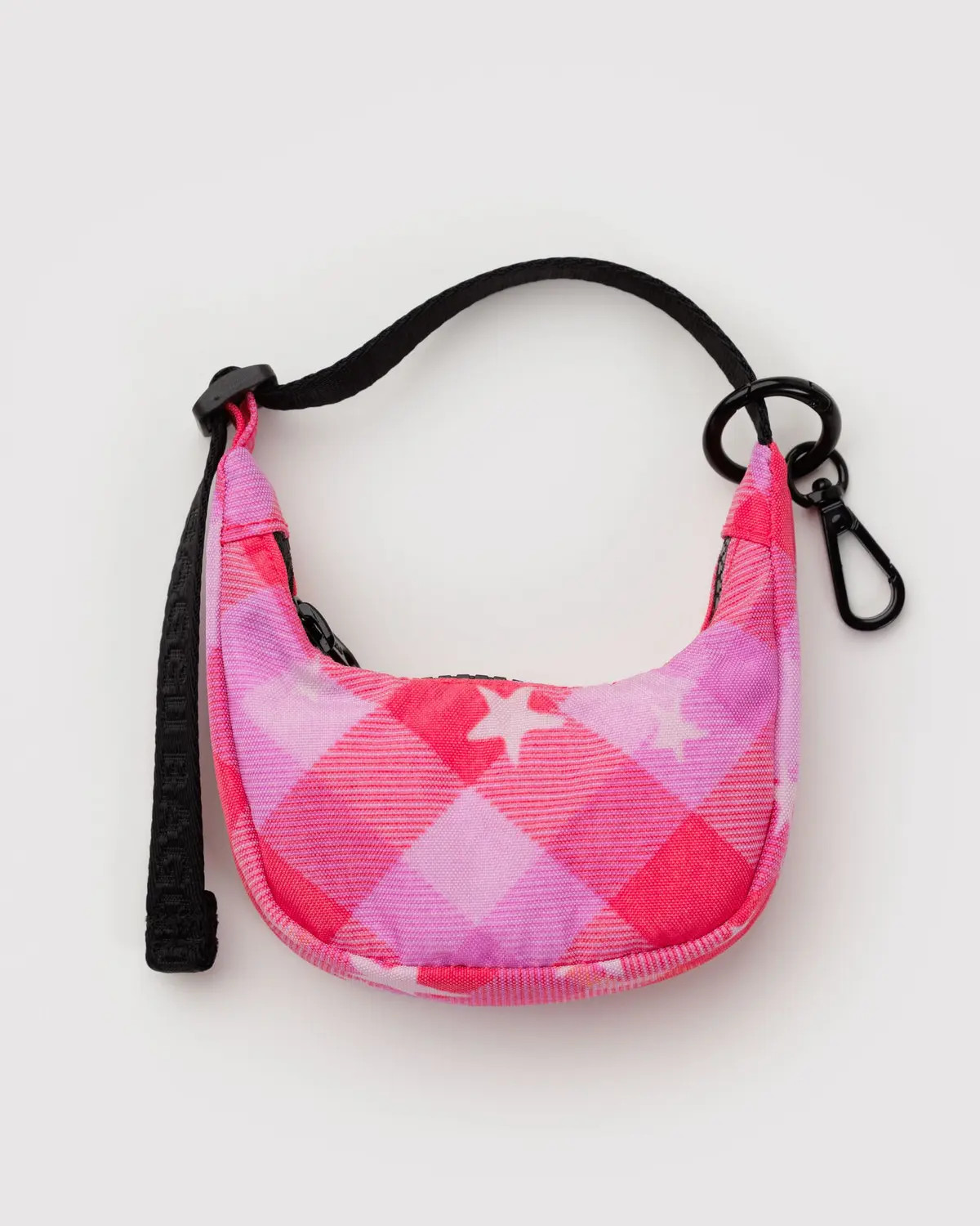 Crescent Bag Charm Pink Star Plaid - Baggu | BAGGU