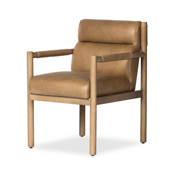 Kiano Brown Leather Dining Armchair | Scout & Nimble