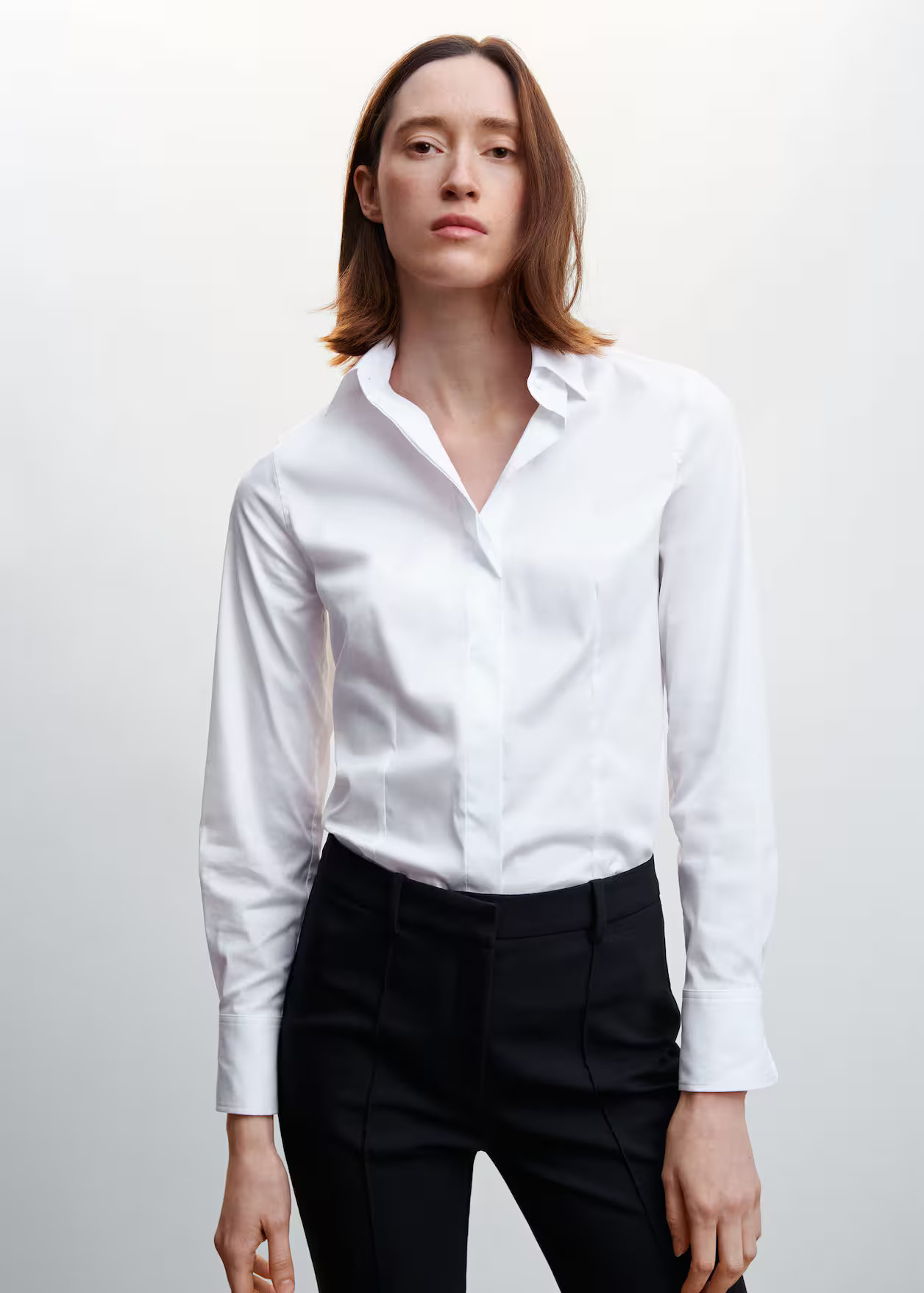 Essential cotton-blend shirt | MANGO (US)