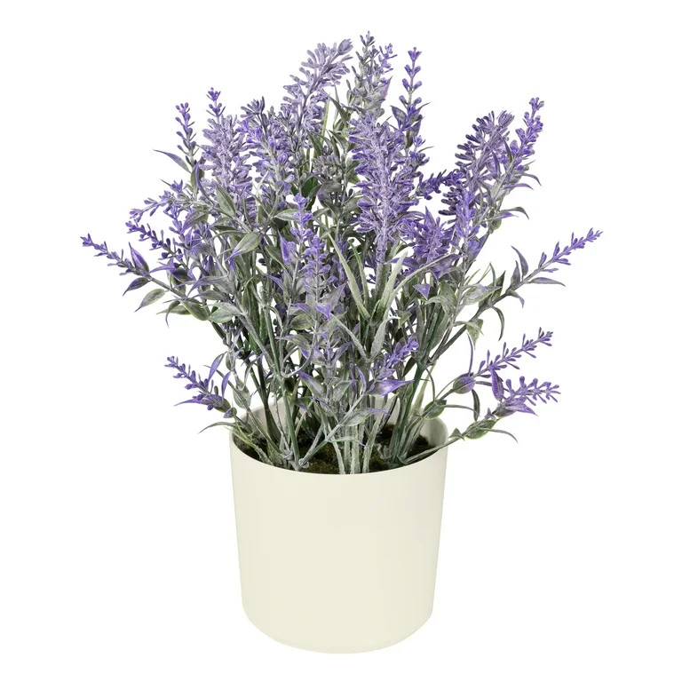 11-inch x 4-inch Artificial Lavender Plant in White Pot, Purple, for Indoor Use, by Mainstays | Walmart (US)