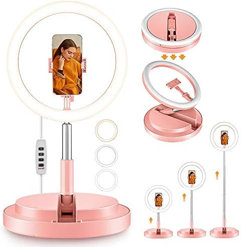 12" Selfie Ring Light with Tripod Stand and Phone Holder,Dimmable LED Circle Zoom Light for Makeu... | Amazon (US)