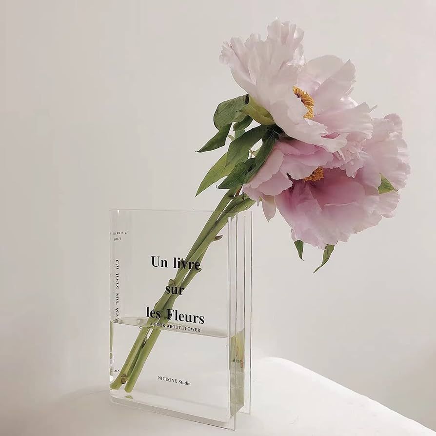 BESAEARO Clear Book Vase for Flowers,Artistic and Cultural Flavor Book Flower Vase Clear,Cute Boo... | Amazon (US)