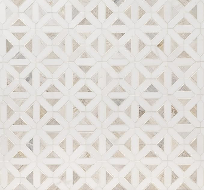 MSI Angora Geometric 12 in. x 12 in. Polished Marble Mesh Mounted Mosaic Tile for Bathroom, Kitch... | Amazon (US)