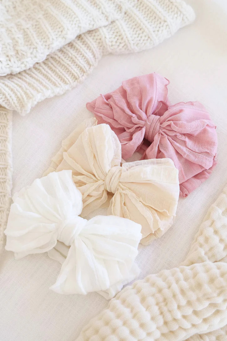 Large Ruffle Knit Bow | Sweet & Simple | Caden Lane