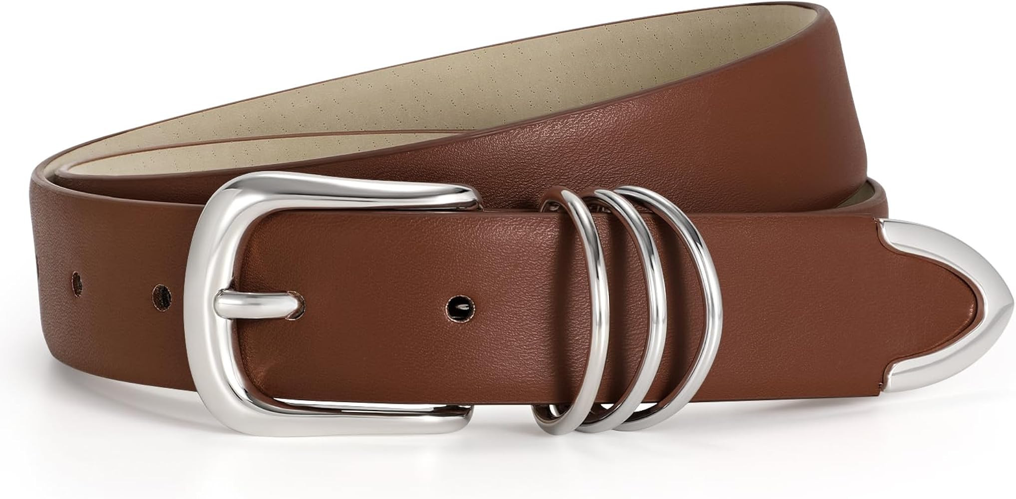 JASGOOD Women Leather Belt Gold Buckle Ladies Elegant Faux Leather Waist Belt for Jeans Pants | Amazon (US)