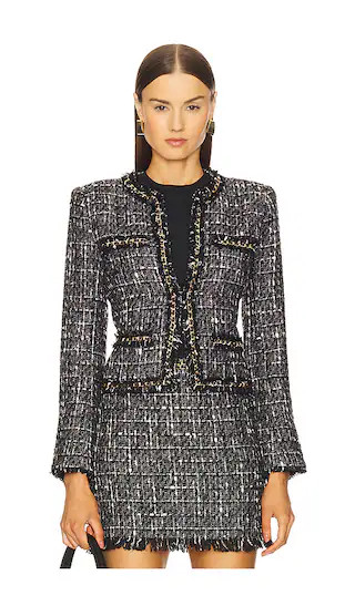 Serena Chain Tweed Blazer in Grey Multi | Revolve Clothing (Global)