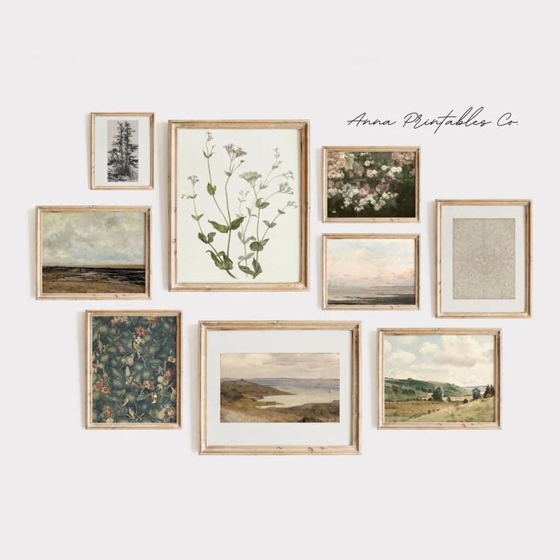 Light Naturals | A Light Vintage Aesthetic Set of 9 Gallery Prints for Digital Download | Neutral... | Etsy (US)