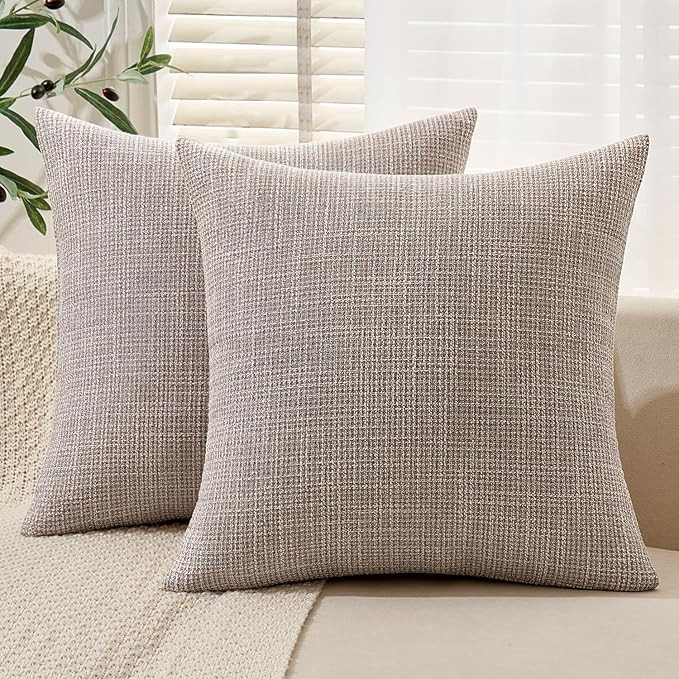 MIULEE Burlap Linen Throw Pillow Covers 20x20 Inch Set of 2 Khaki Decorative Pillows Modern Farmh... | Amazon (US)