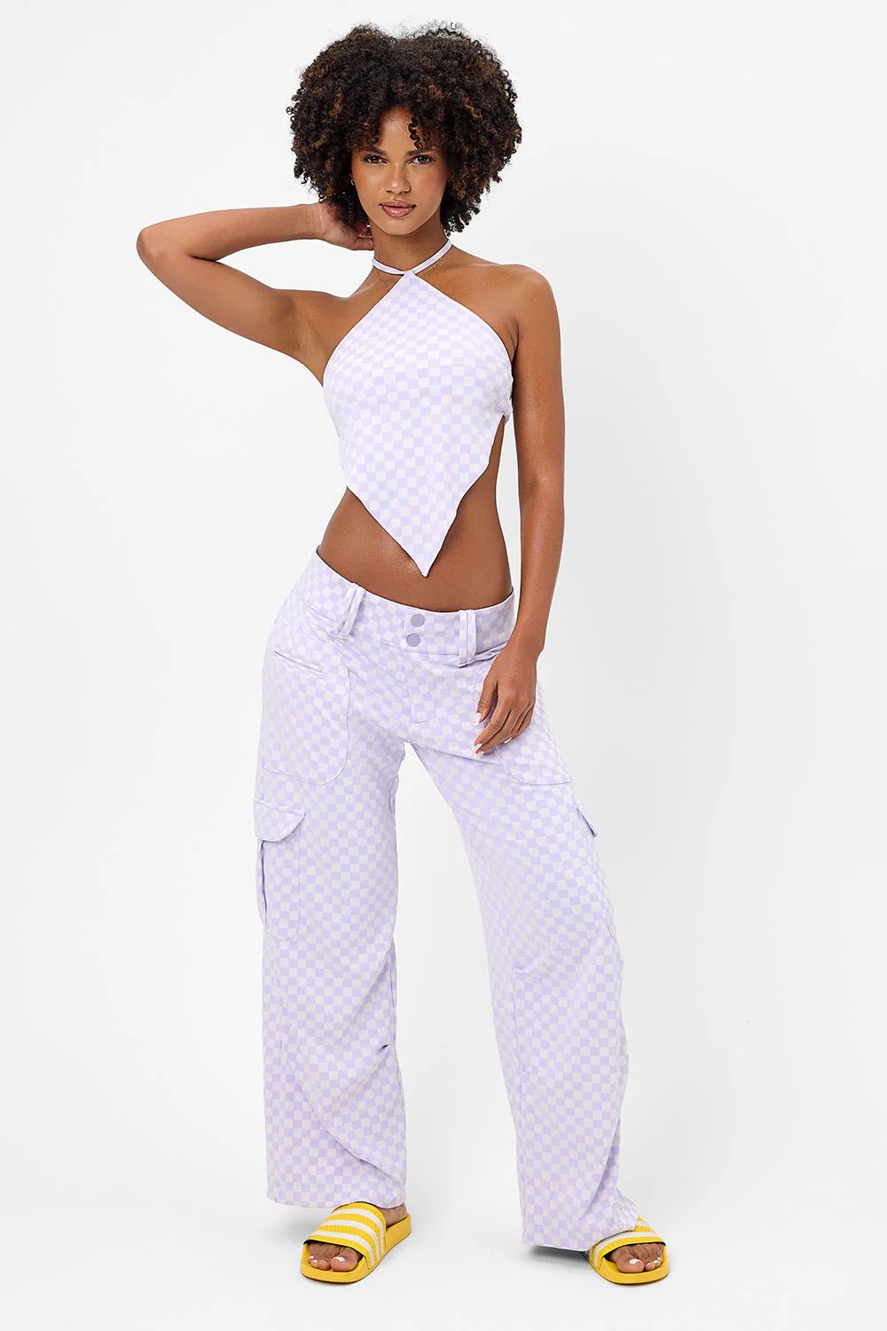 Chilli Checkered Cargo Pant - Purple Check | Frankies Bikinis