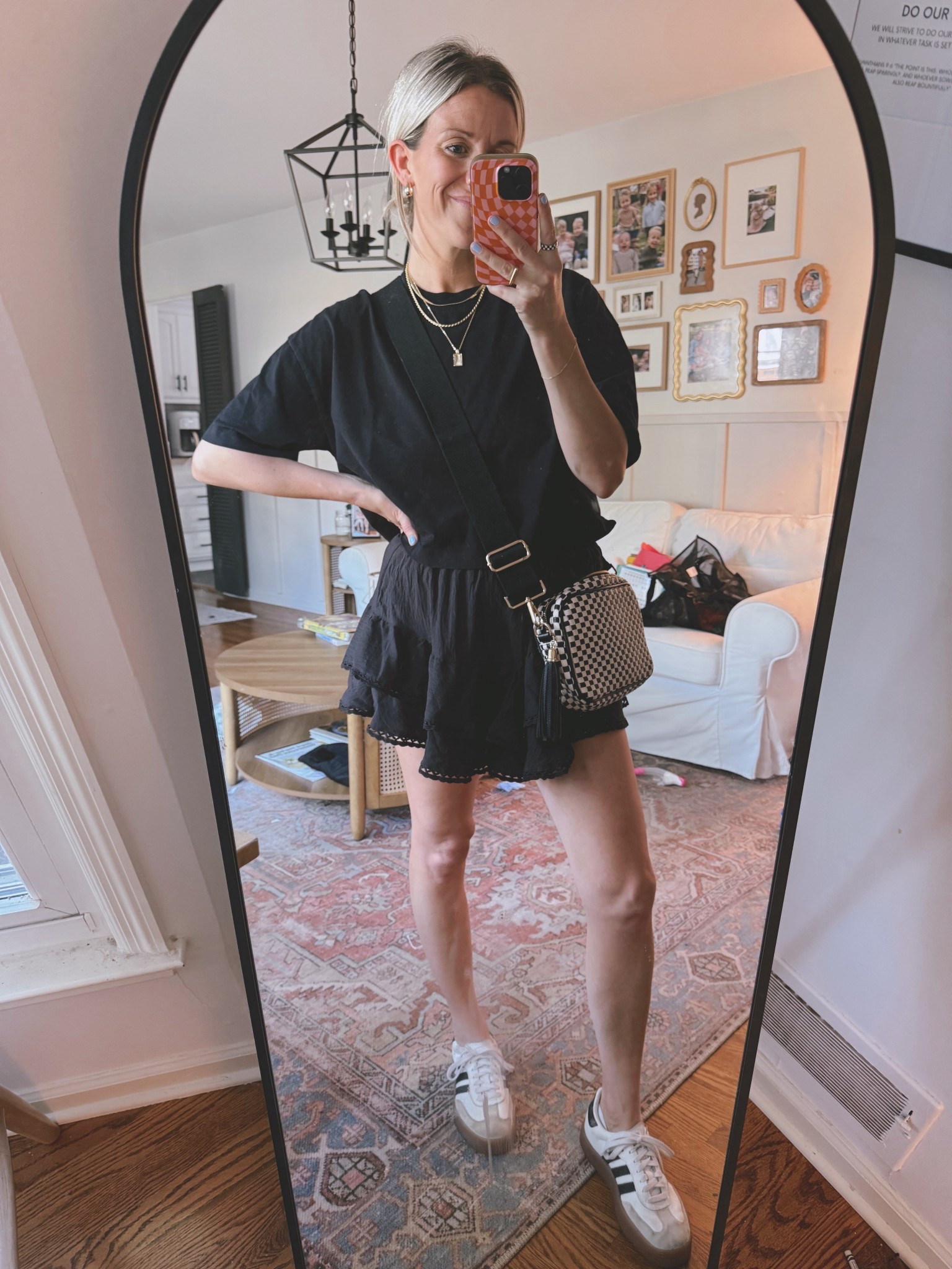 Girls dinner fit the other night! Medium in skort and shirt. I wear these tees allll the time 