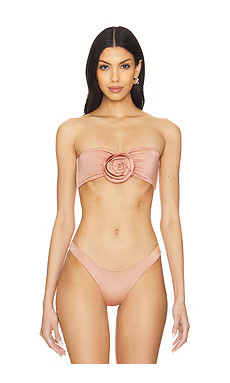 Indah Cosette Rose Bandeau Bikini Top in Coffee Cream from Revolve.com | Revolve Clothing (Global)