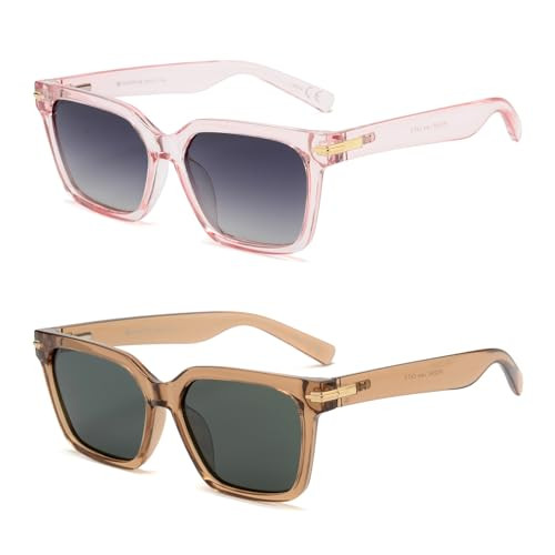 OUWEN Retro Oversized Polarized Square Sunglasses Womens Mens, Trendy Colored Rectangle Sun Glass... | Amazon (US)