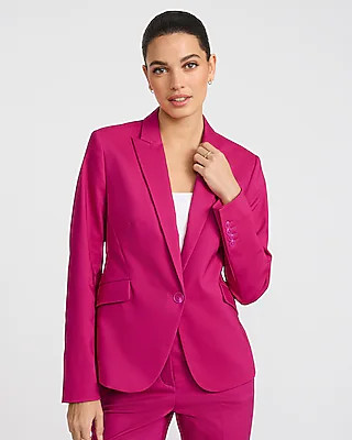 Editor Stretch Cotton Fitted One Button Blazer | Express