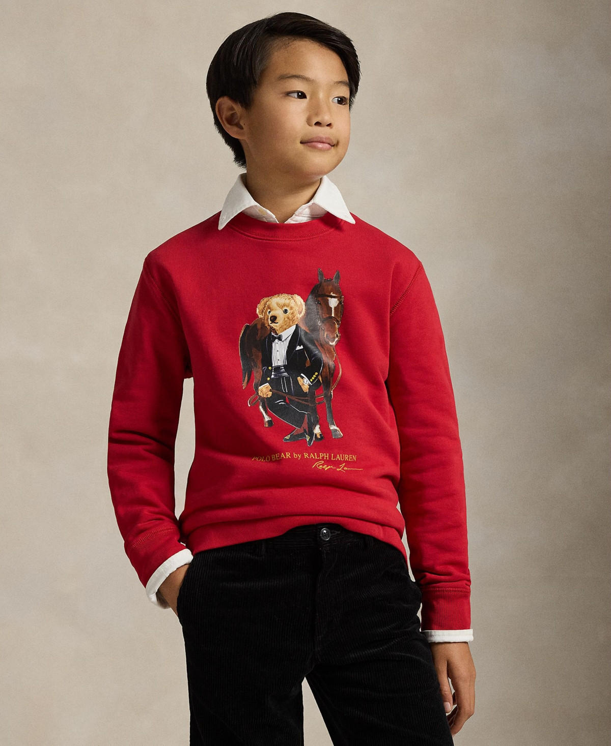 Polo Ralph Lauren Boys 8-20 Lunar New Year Polo Bear Long-Sleeve Sweatshirt - Red | Macy's