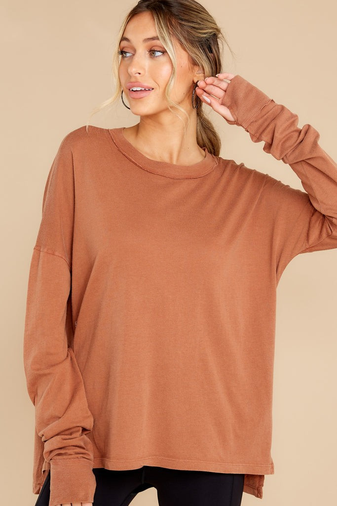 Break The Silence Light Brown Top | Red Dress 