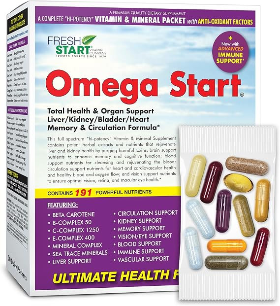 Omega Start Complete Daily Vitamin Pack | Whole Body Health & Immune Booster | Vitamin A, B, C, D... | Amazon (US)
