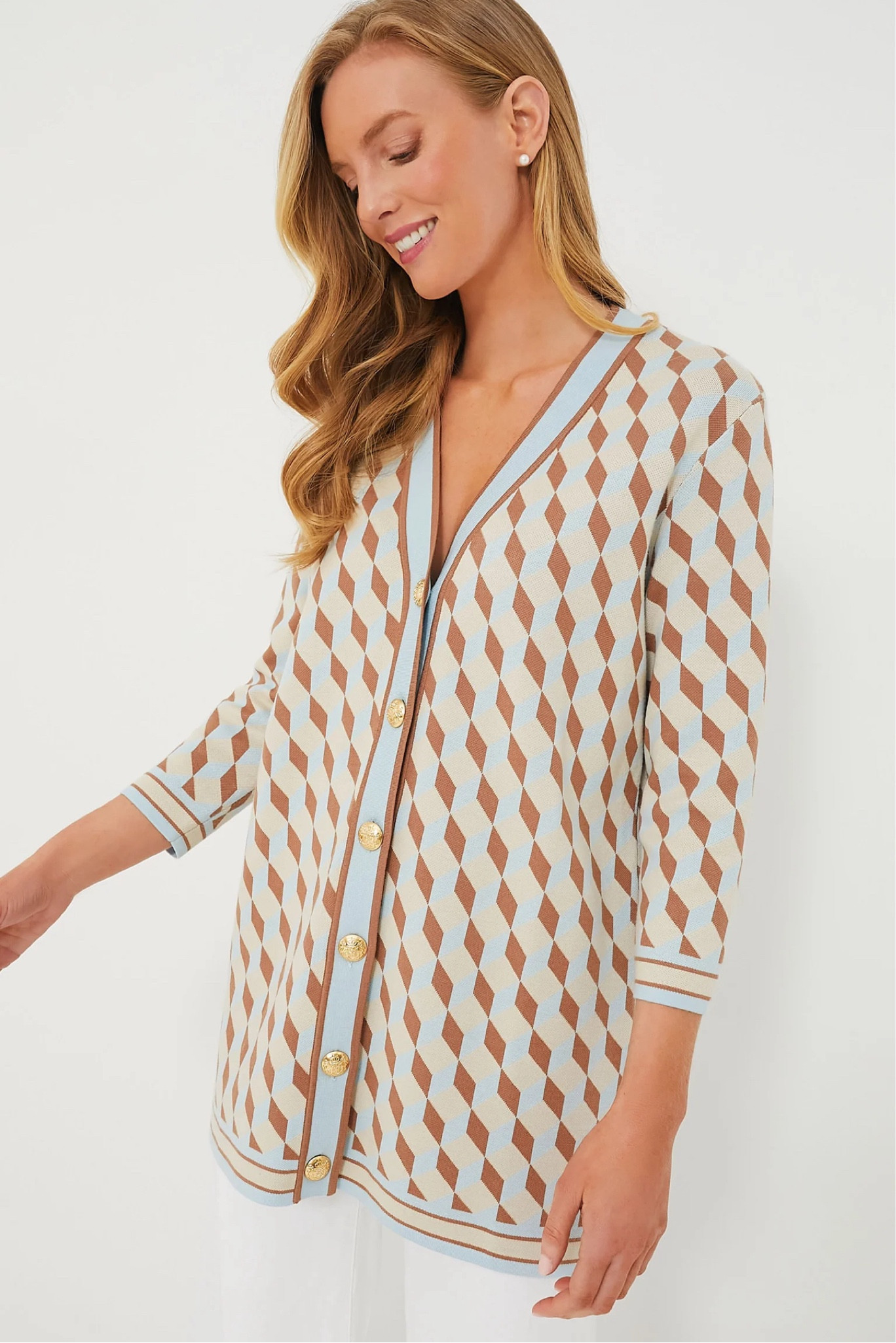 The perfect spring outfit and cardigan. The geometric print is lovely! 

#LTKworkwear #LTKstyletip #LTKSeasonal