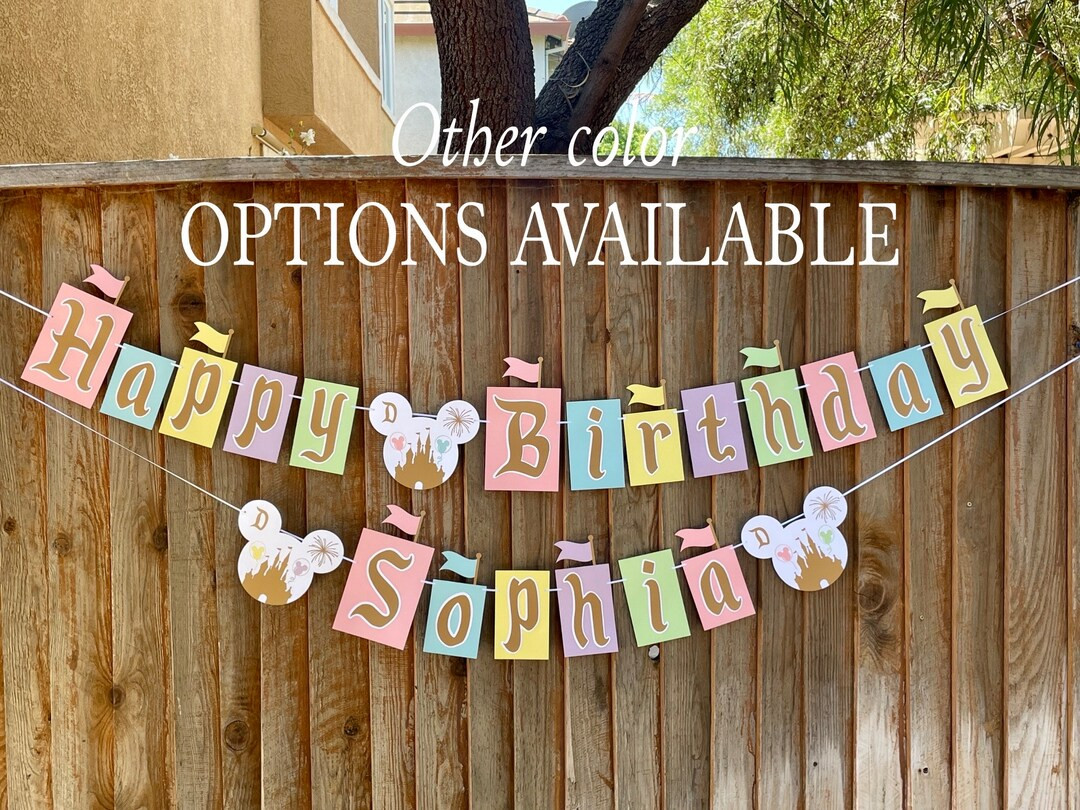 Mickey Disneyland Inspired Happy Birthday Banner, Mickey Birthday Banner, Minnie Birthday Banner ... | Etsy (US)