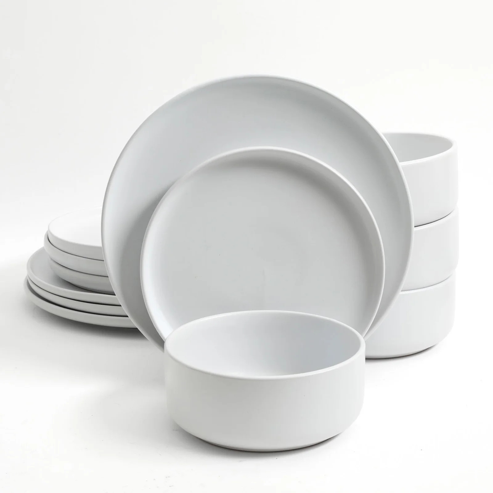 Gibson Home Stone Lava 12-Piece Ceramic Dinnerware Set in Matte White | Walmart (US)