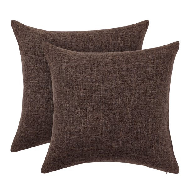 Unique Bargains 2 Pack Cotton Linen Throw Pillow Covers 18" x 18" Brown | Walmart (US)