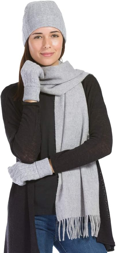 Fishers Finery Women's 100% Cashmere 3pc Hat Glove and Scarf Set; with Exquisite Box | Amazon (US)