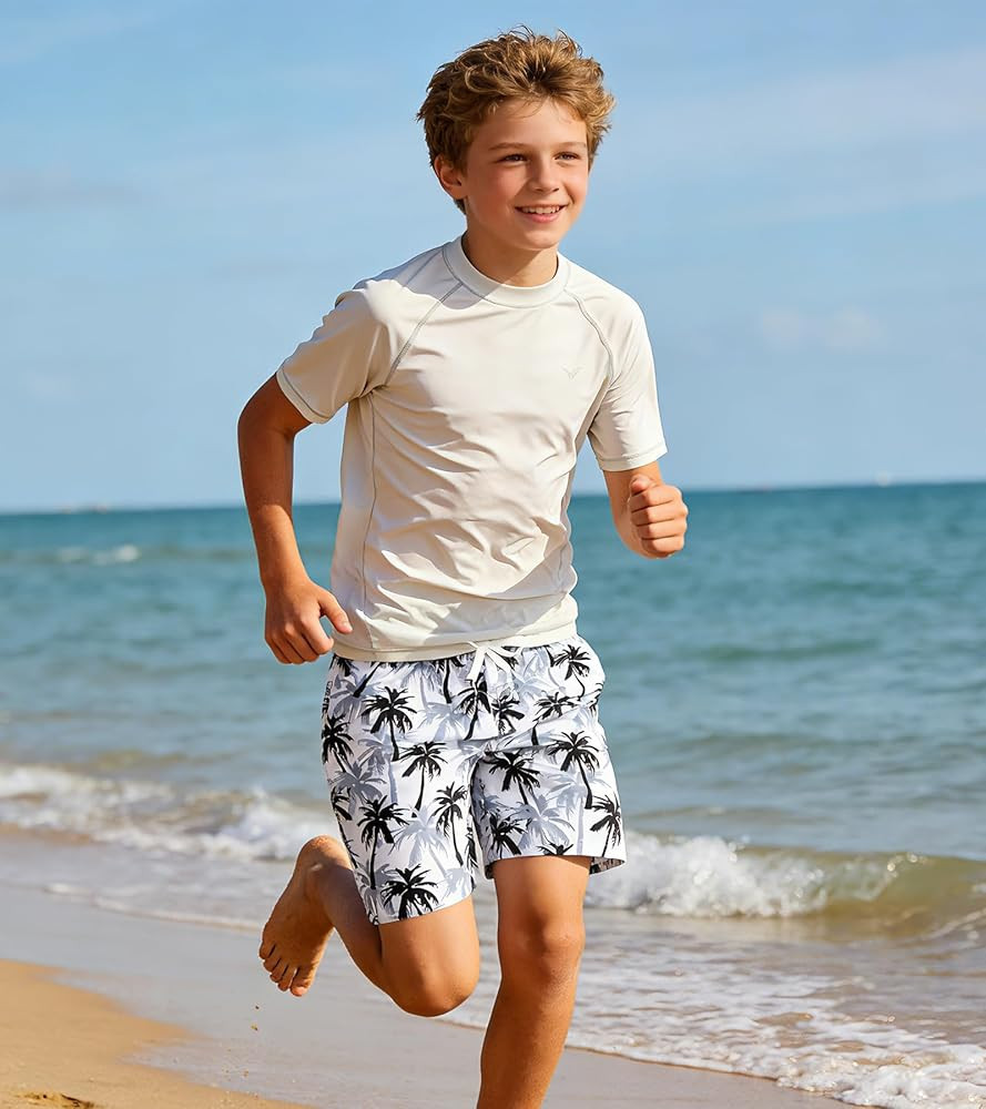 westwolf Boys Swim Trunks with Compression Liner Kids Bathing Suit 6-18 Years Swimwear | Amazon (US)